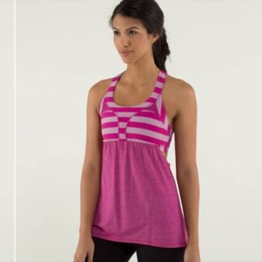 Lululemon 2-IN-Run Tank SZ 6 Heathered Raspberry